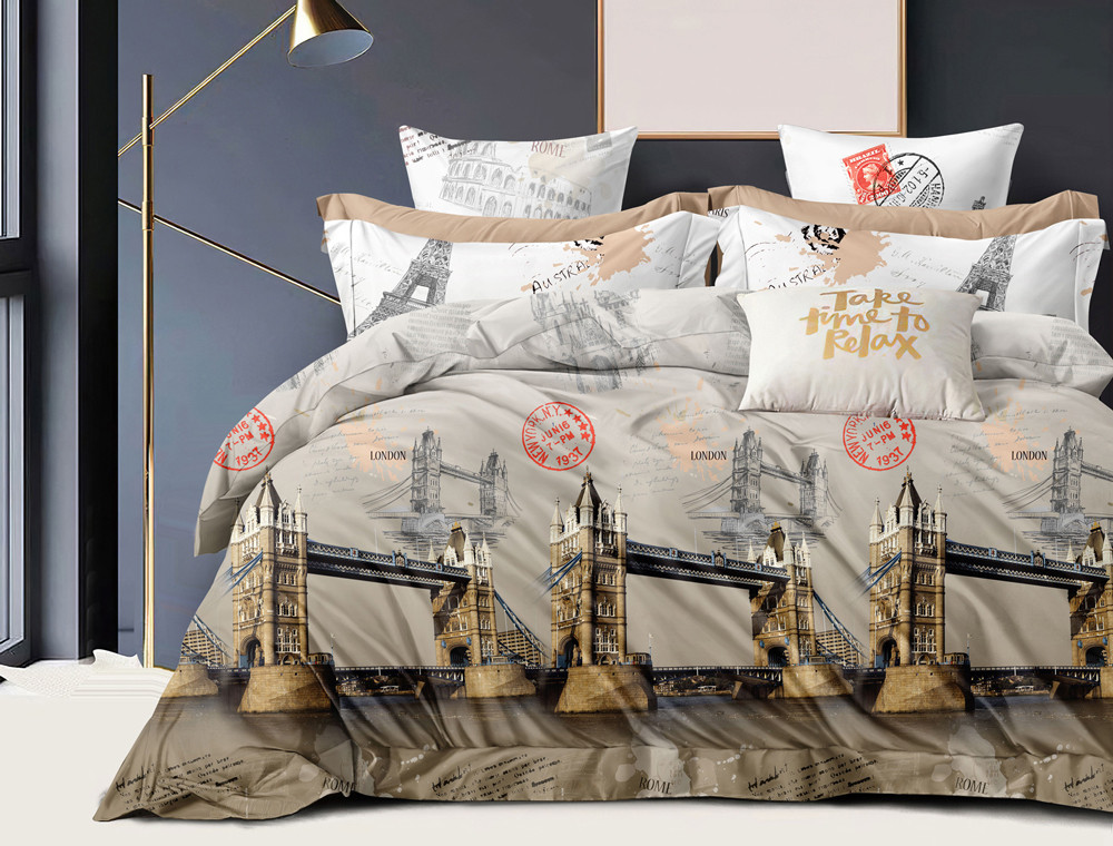 Євро-максі набір постільної білизни 200*220 із Сатину №44220AB Черешенка™