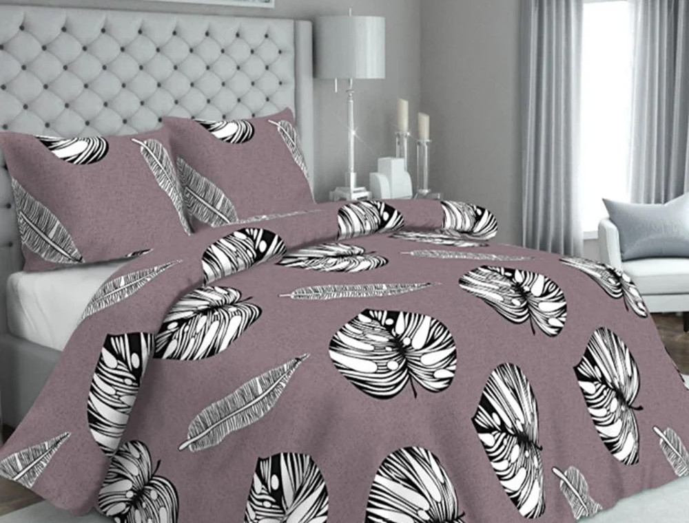 Тканина для постільної білизни Бязь "Gold" Lux "Листя (коричневий)" GL4179