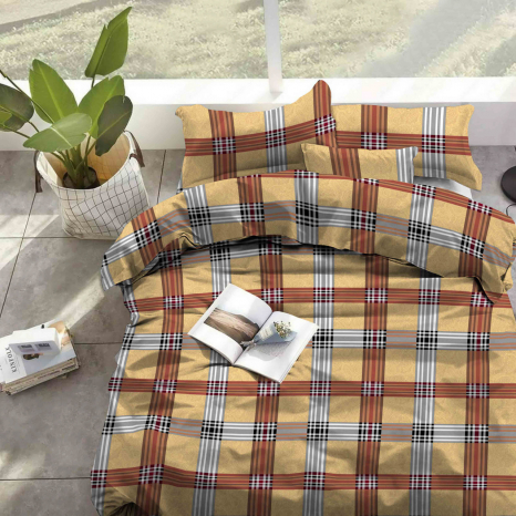 Тканина для постільної білизни Бязь "Gold" "Велика і маленька клітина" GLL13173mustard