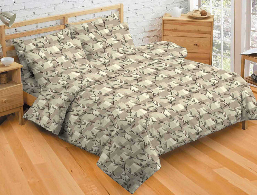 Тканина для постільної білизни Бязь "Gold" "Рослинність" GLL12990brown