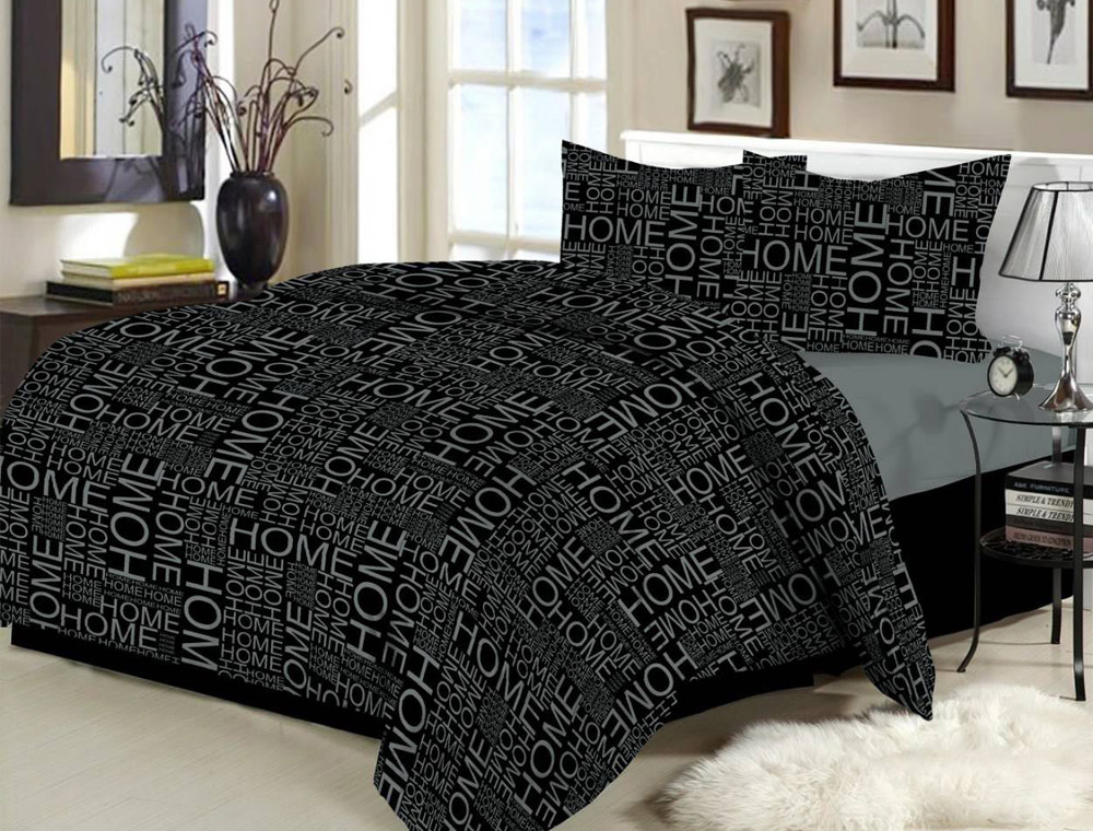 Ткань для постельного белья Бязь "Gold" Lux "Текстовый принт (черный) GL1097.