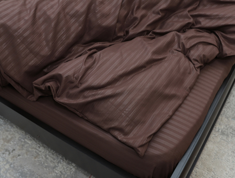 Полуторний набір постільної білизни 150*220 із мікрофібри коричнева смужка №201218 Черешенка™