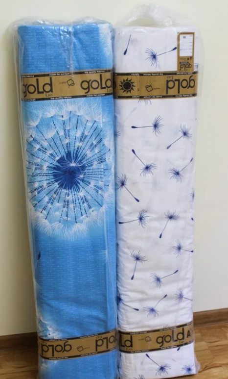 Ткань для постельного белья Бязь "Gold" Lux "Синие одуванчики " GL1247 (A+B) - (50м+50м)