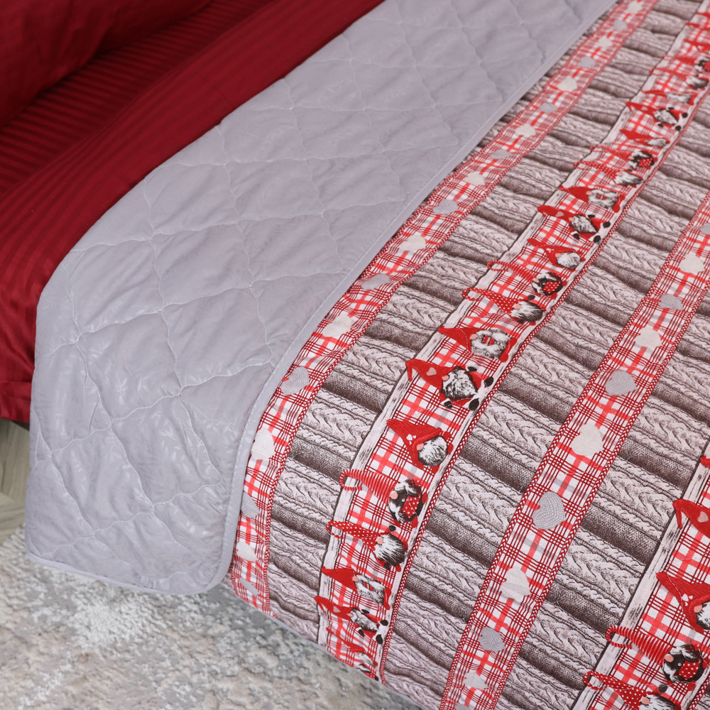 Полуторное стёганое покрывало байка/микрофибра №55101R