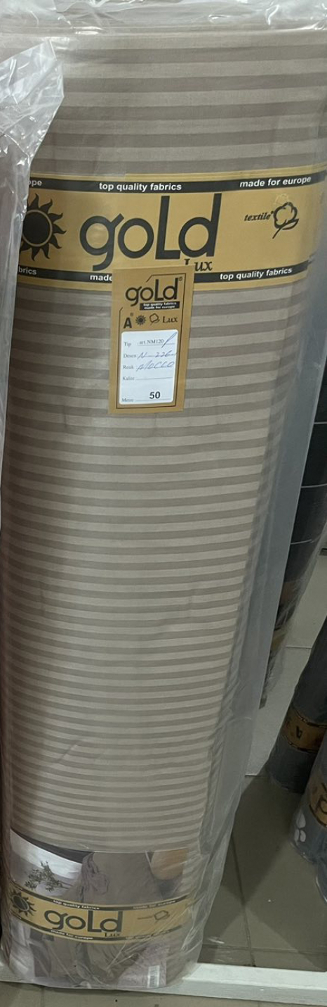 Ткань для постельного белья Бязь "Gold" Lux в полоску GLS226-1Mocco (50м)