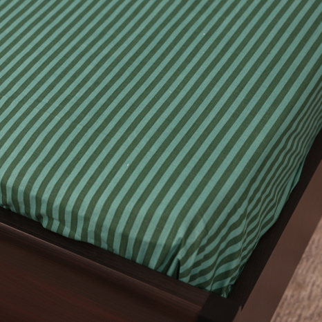 Простирадло на резинці (160*200*25) зелене в смужку №6614300