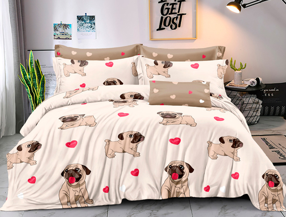 Євро-максі набір постільної білизни 200*220 із Бязі "Gold" з простирадлом на резинці №1413118AB Черешенка™