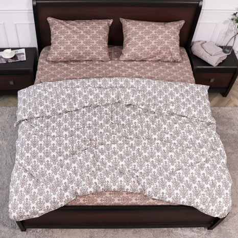 Євро-максі набір постільної білизни 200*220 із Бязі "Gold" з простирадлом на резинці №145147AB Черешенка™