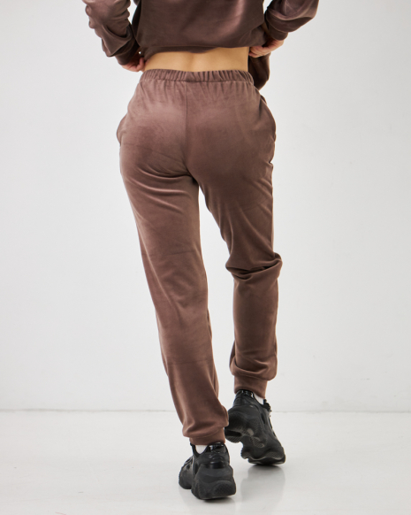 Жіночий велюровий костюм з капюшоном (Розмір L) шоколад №20222145