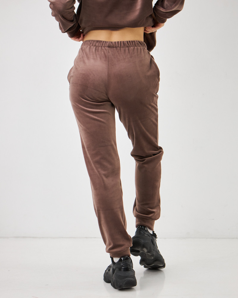 Жіночий велюровий костюм з капюшоном (Розмір L) шоколад №20222145