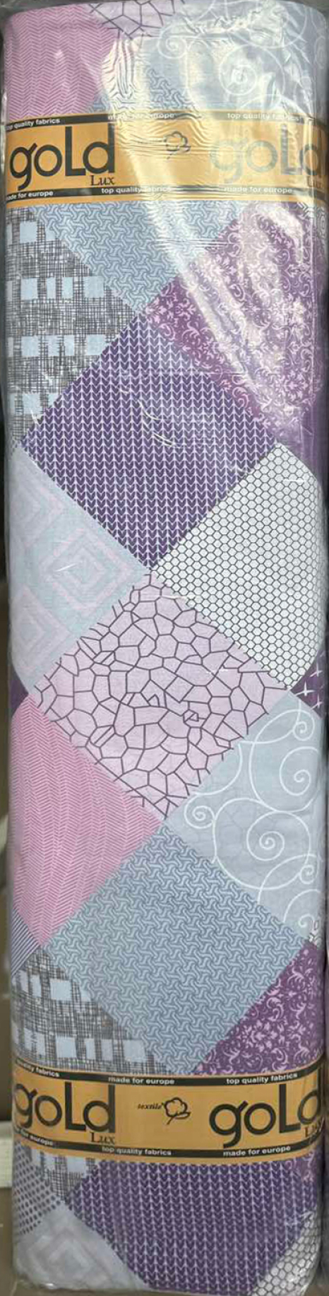 Ткань для постельного белья Бязь "Gold" Lux клетка GL8602lilac