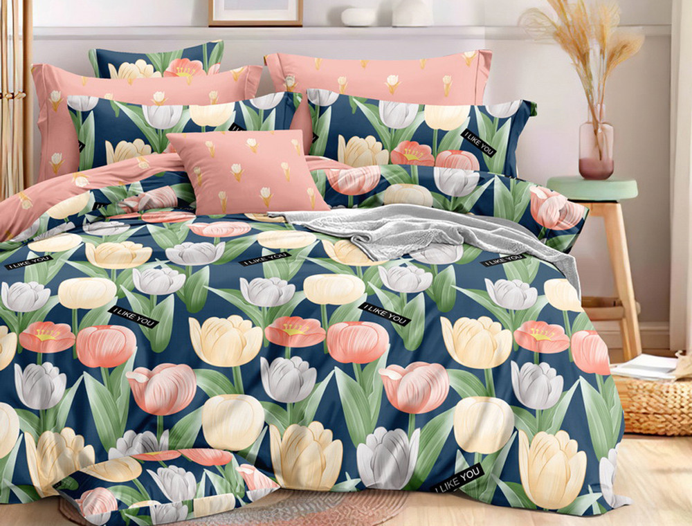 Евро макси набор постельного белья 200*220 из Сатина №44225AB Черешенка™