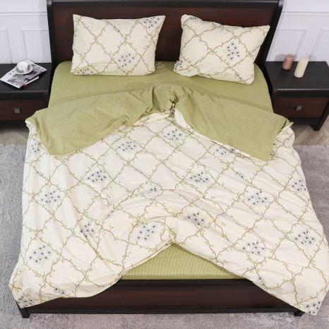 Полуторний набір постільної білизни 150*220 із Бязі "Gold" №155256АВ Черешенька™