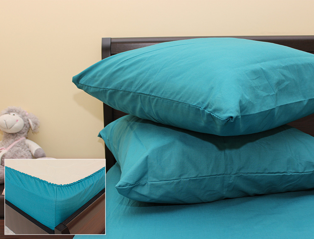 Комплект простирадла на резинці з наволочками (180*200*25) морська хвиля