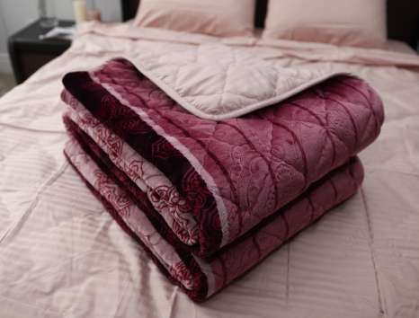 Двоспальне флісове стьобане покривало №55054