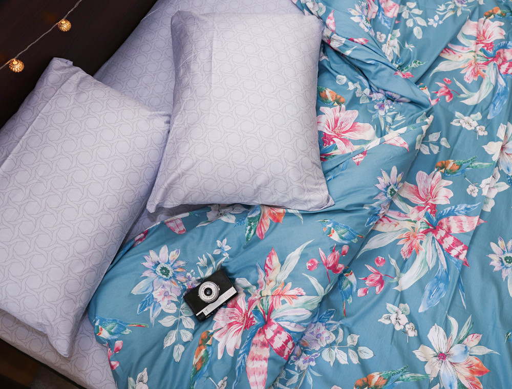 Двоспальний набір постільної білизни 180*220 із Сатину №8613AB Черешенка™