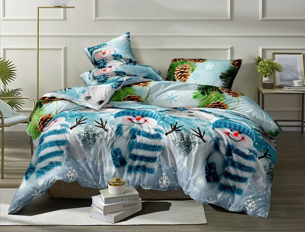 Полуторний набір постільної білизни 150*220 із Сатину №3117 Черешенка™