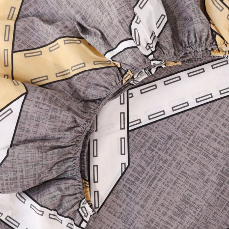 Простирадло на резинці (140*200*25) сіре з геометричним принтом №669110