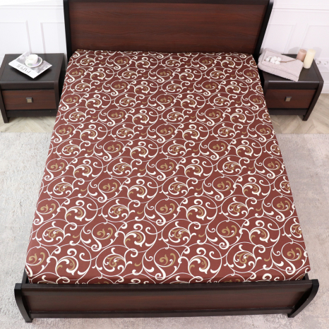 Простынь на резинке (160*200*25) коричневый вензель №662100