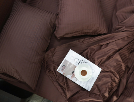 Евро макси набор постельного белья 200*220 из Страйп Сатина №19-1012 Черешенка™