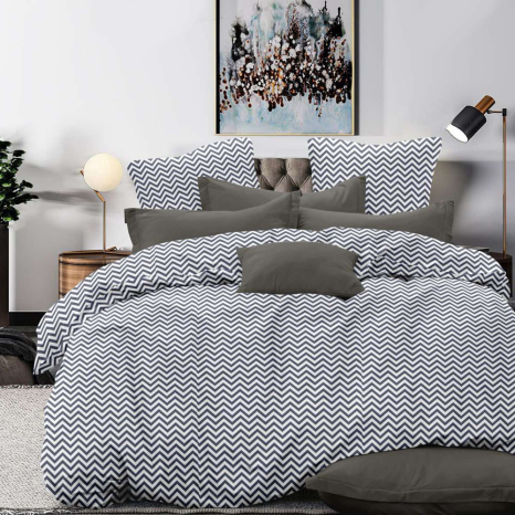 Тканина для постільної білизни Бязь "Gold" Lux з геометричним принтом GL38601grey