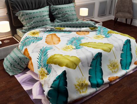 Євро-максі набір постільної білизни 200*220 із Бязі "Gold" з простирадлом на резинці №144676AB Черешенка™