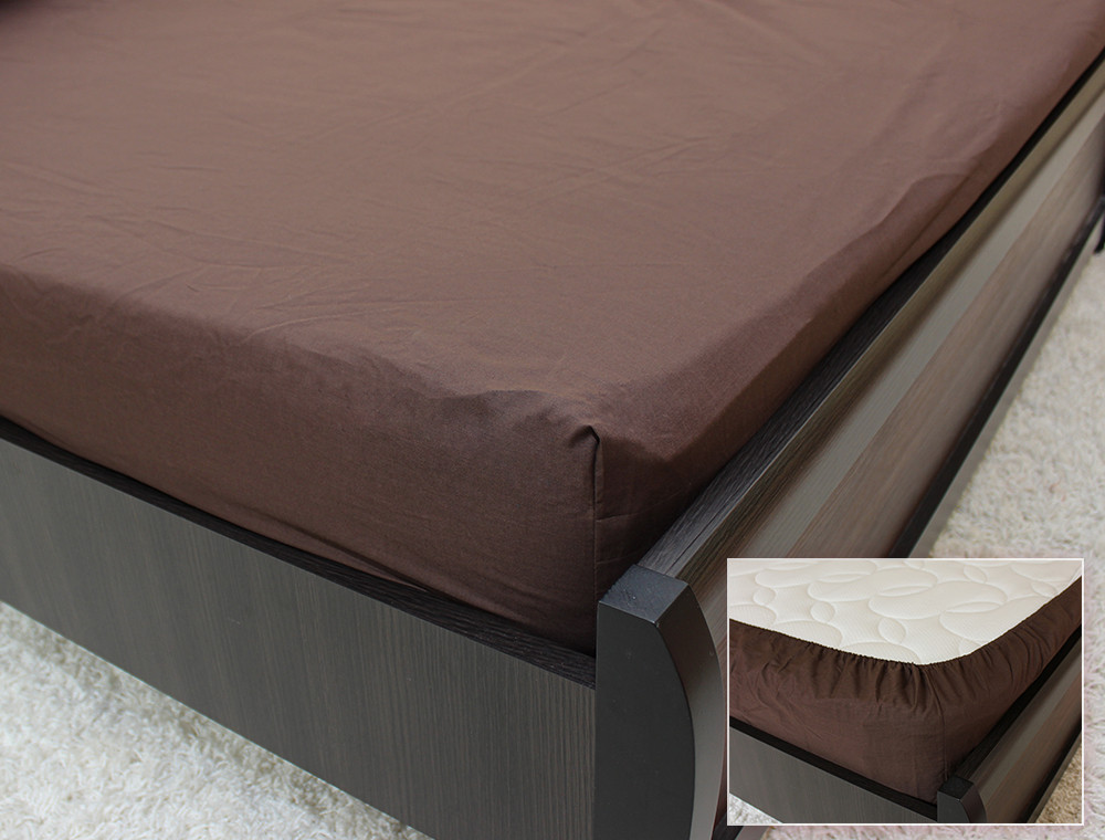 Комплект простирадла на резинці з наволочками (160*200*25) шоколад