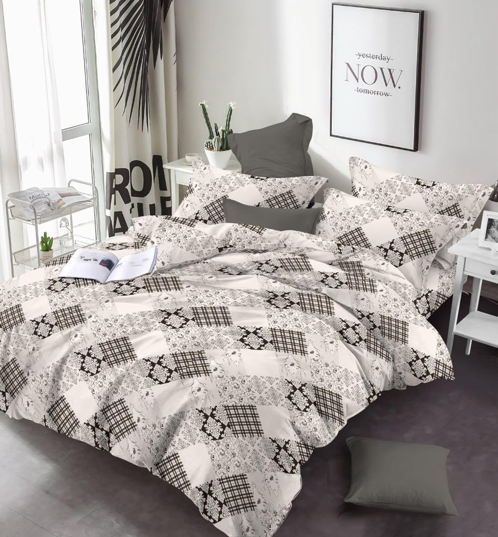 Ткань для постельного белья Бязь "Gold" Lux клетка GL17170beige