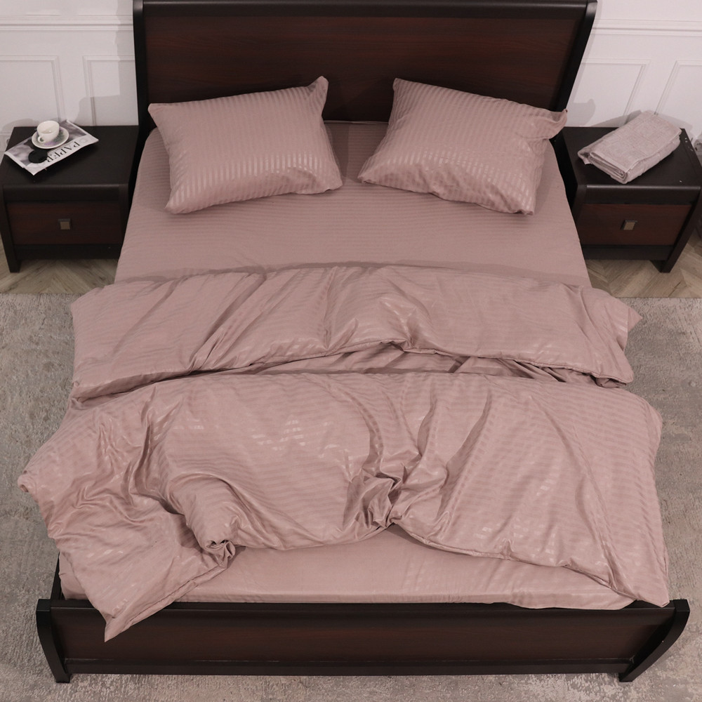 Полуторний набір постільної білизни 150*220 із мікрофібри смужка №2060072 Черешенька™