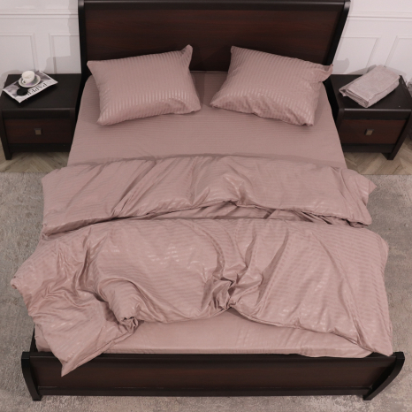 Полуторний набір постільної білизни 150*220 із мікрофібри смужка №2060072 Черешенька™