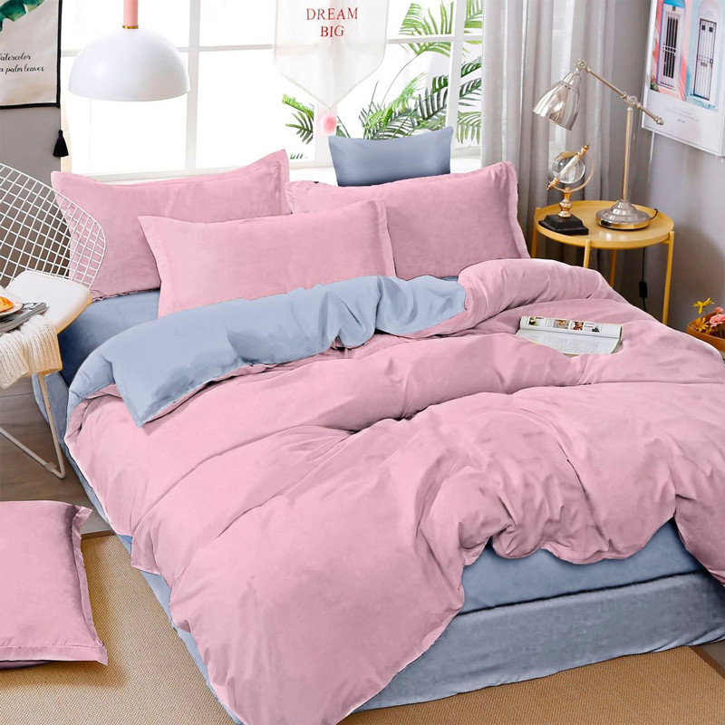 Тканина для постільної білизни Бязь "Gold" Lux однотонна GLpink&gray (A+B) - (50м+50м)