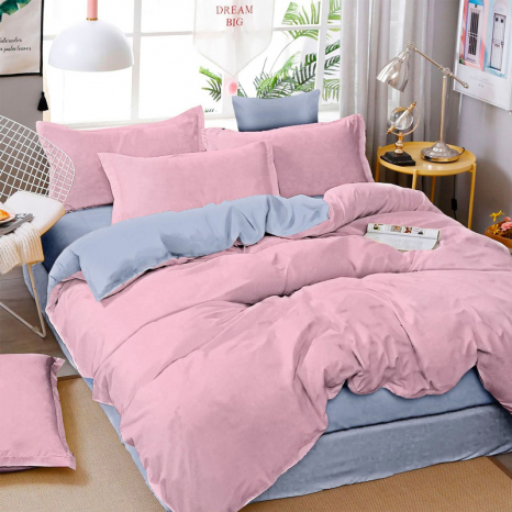 Тканина для постільної білизни Бязь "Gold" Lux однотонна GLpink&gray (A+B) - (50м+50м)