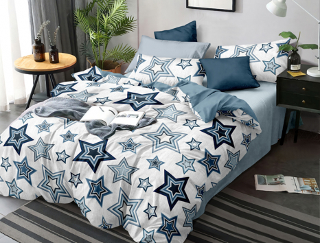 Полуторный набор постельного белья 150*220 из Сатина №662AB Черешенка™