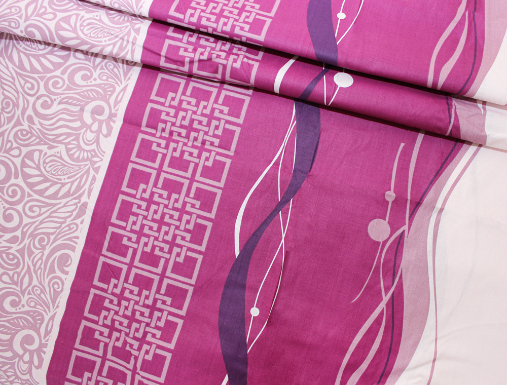 Тканина для постільної білизни Бязь "Gold" Lux "Абстрактний принт (фуксія)" GL755
