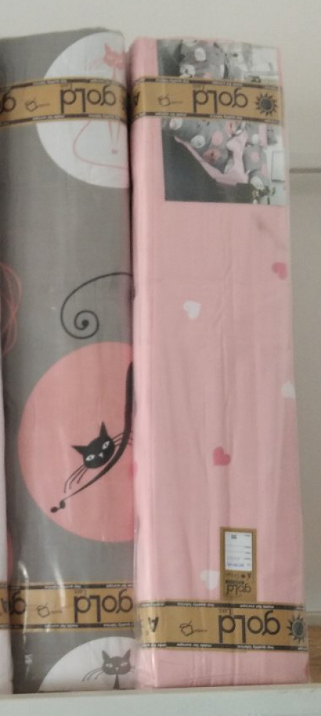 Ткань для постельного белья Бязь "Gold" Lux "Преданная кошка" GL1664pink (A+B) - (50м+50м)