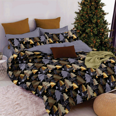 Тканина для постільної білизни Бязь "Gold" Lux GL10210black (A+B) - (50м+50м)