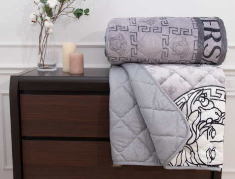 Полуторное флисовое стёганое покрывало №55021