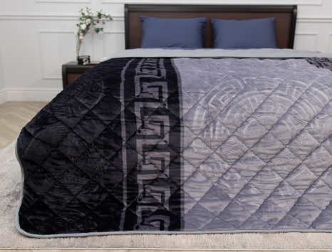 Двоспальне флісове стьобане покривало №55030