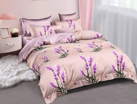 Полуторний набір постільної білизни 150*220 із Сатину №3402AB Черешенка™