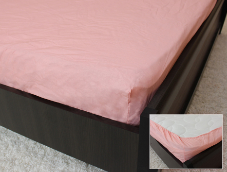 Комплект простыни на резинке с наволочками (160*200*25) пудра