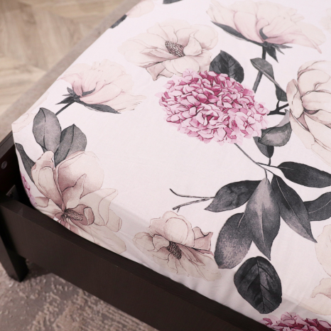 Простирадло на резинці (160*200*25) біла з квітковим принтом №668376