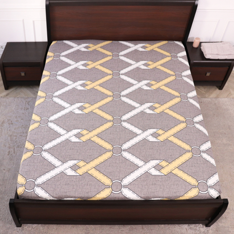 Простирадло на резинці (140*200*25) сіре з геометричним принтом №669110