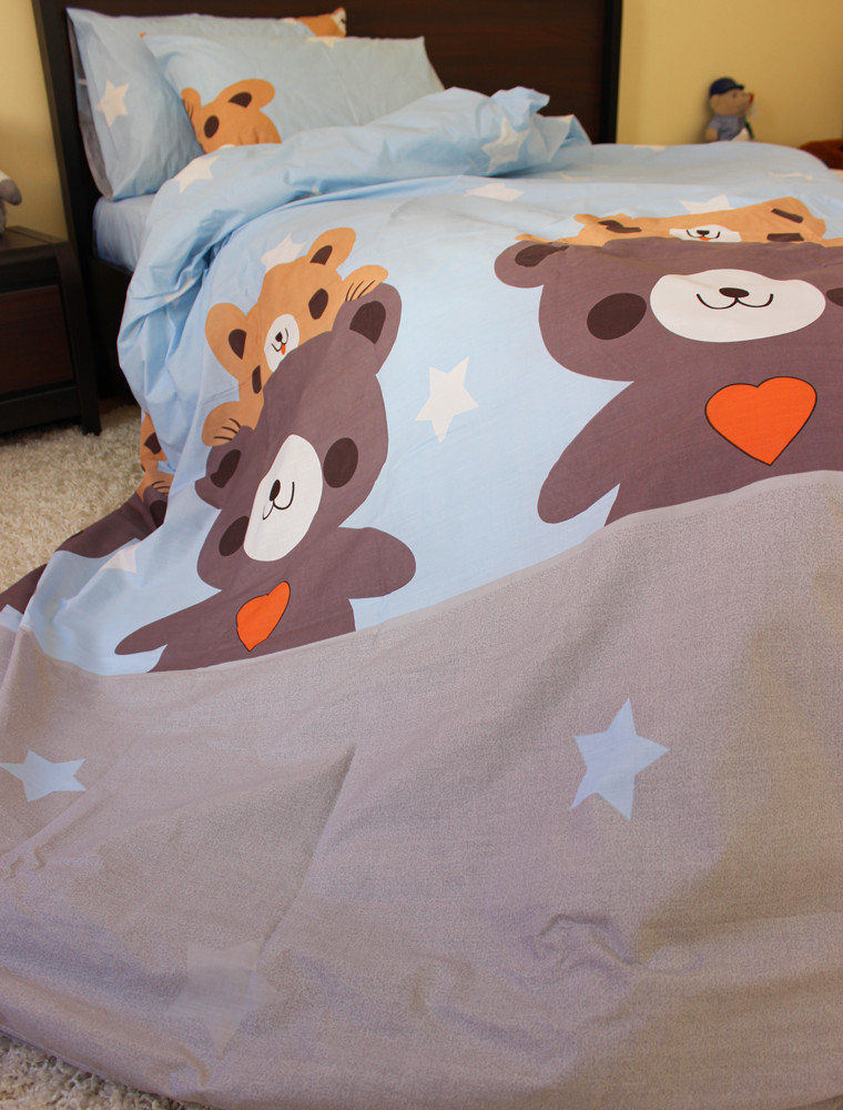 Полуторний набір постільної білизни 150*220 із Бязі "Gold" №16173 Черешенка™