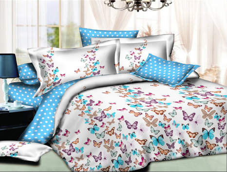 Сімейний набір постільної білизни із Бязі "Gold" з простирадлом на резинці №147453AB Черешенька™