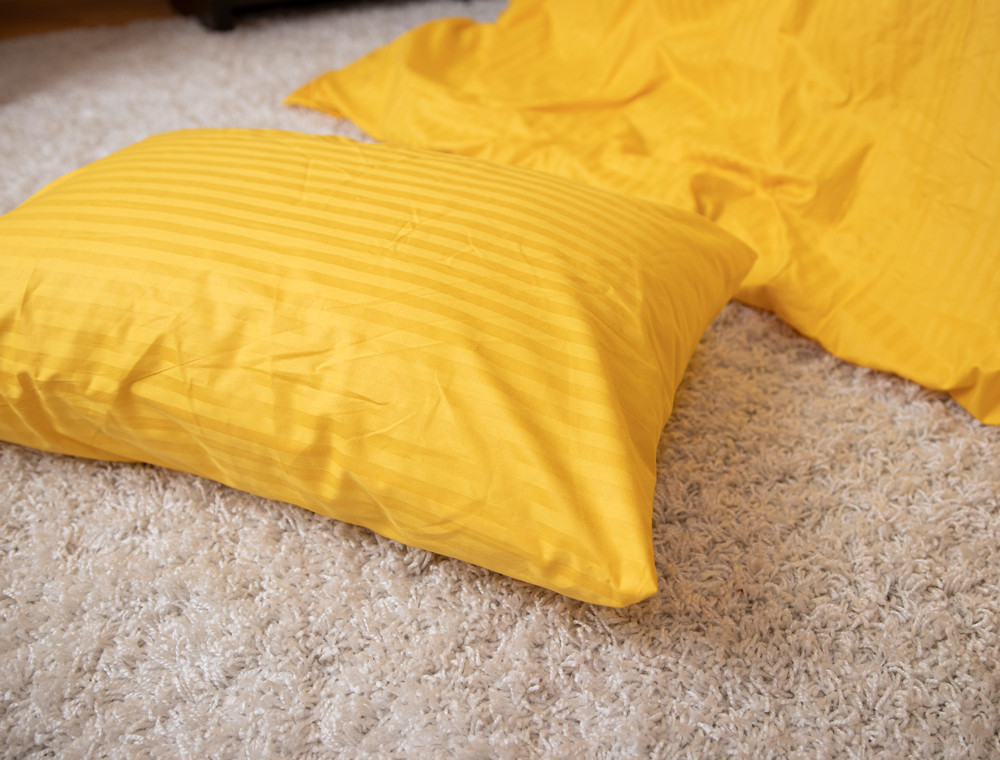 Полуторний набір постільної білизни 150*220 зі Страйп Сатину №50888 Черешенка™