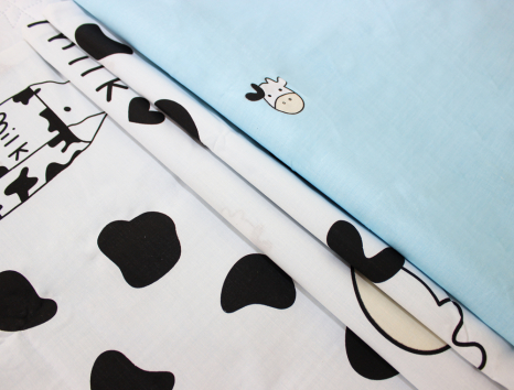 Ткань для постельного белья Бязь "Gold" Lux "Корова и молоко" GL1393 (A+B) - (50м+50м)