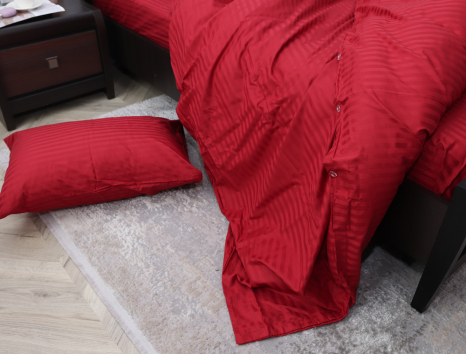 Евро макси набор постельного белья 200*220 из Страйп Сатина №19-1758 Черешенка™