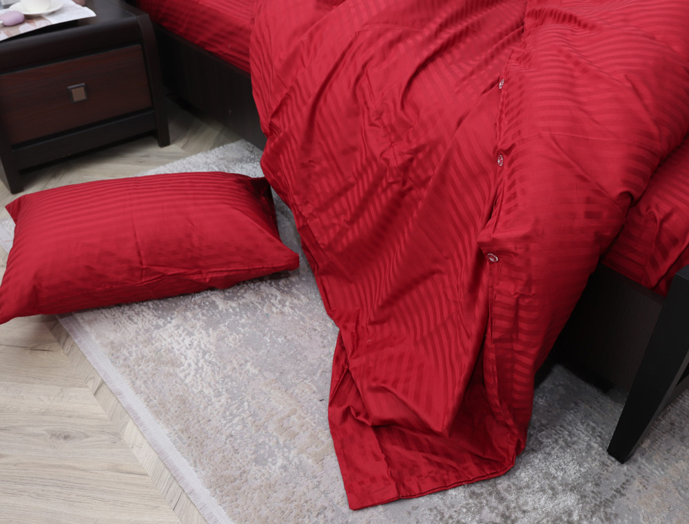 Евро макси набор постельного белья 200*220 из Страйп Сатина №19-1758 Черешенка™