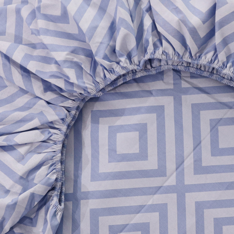 Простынь на резинке (160*200*25) голубое с геометрическим принтом №661506