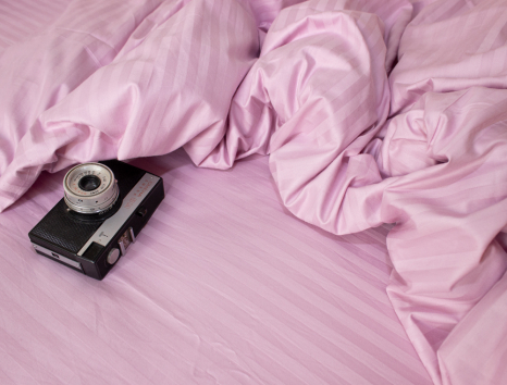 Полуторний набір постільної білизни 150*220 зі Страйп Сатину №50222 Черешенка™